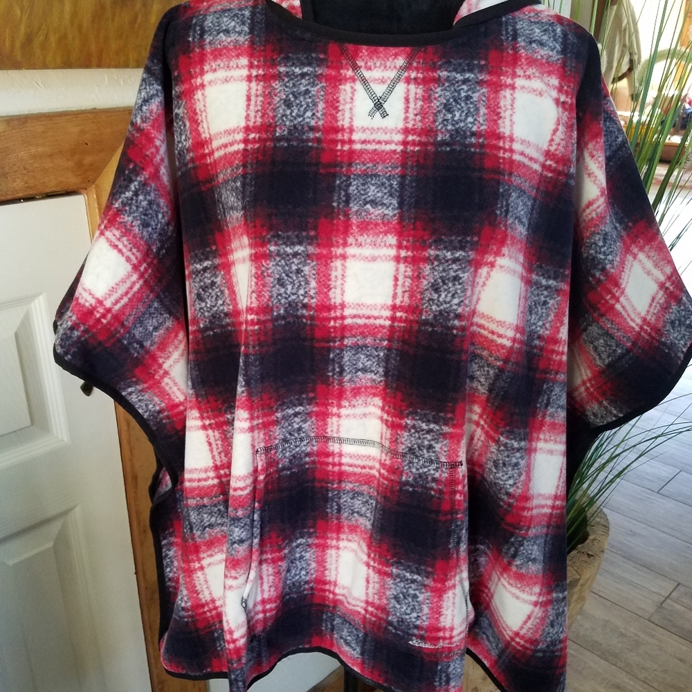 Eddie Bauer Hoodie Poncho Pullover Kangaroo Pocket Fleece Top